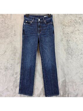 AYR The Legend Slim Straight Jeans Womens 24 Blue Med Wash Mid Rise Denim